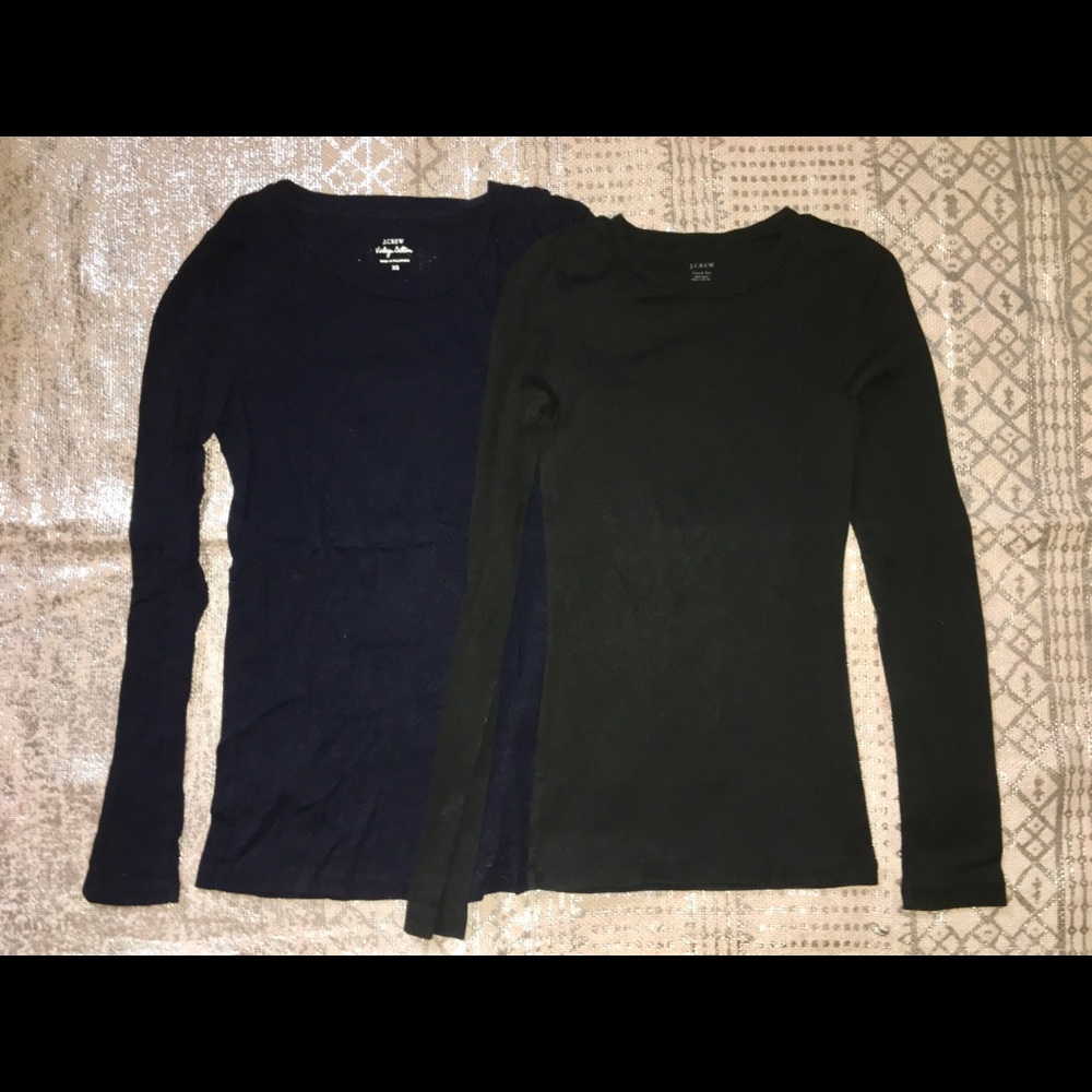 2 J.crew XS fitted long sleeve tees. Black & navy